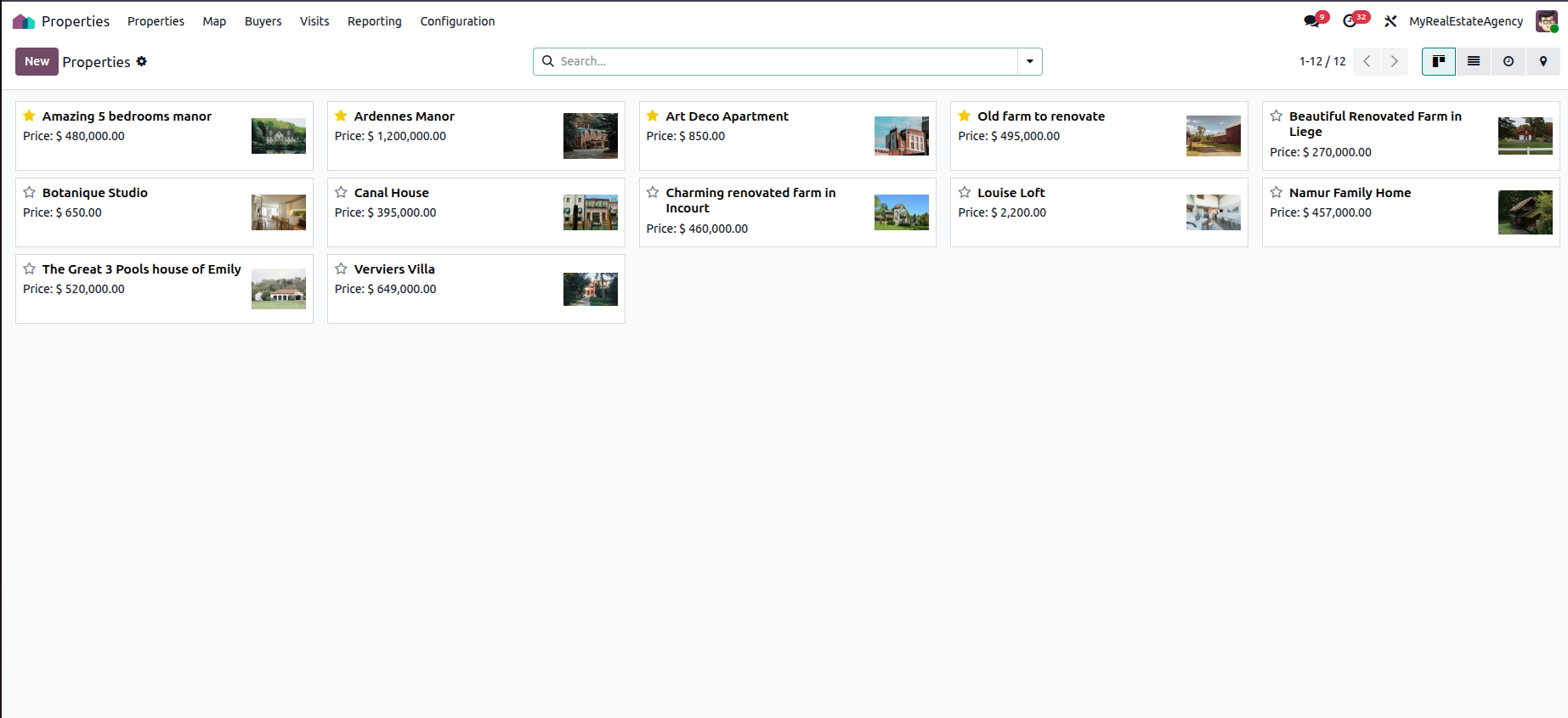 Odoo unit inventory list sample